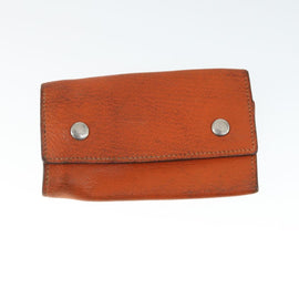 HERMES Key Case Leather 2 Set Black Orange Auth bs32344 - 0