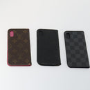 LOUIS VUITTON Monogram iPhone Case Leather 10 Set Beige LV Auth bs32346-13