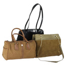 BALLY Givenchy PRADA Shoulder Bag Canvas patent 3 Set Black Brown Auth bs32347-1