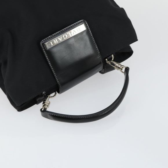 BVLGARI Shoulder Bag Canvas Leather 2 Set Black Auth bs32348