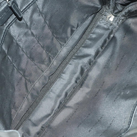 BVLGARI Shoulder Bag Canvas Leather 2 Set Black Auth bs32348