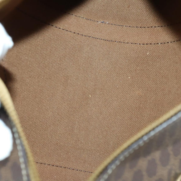 CELINE Macadam Canvas Hand Bag Leather PVC 2 Set Brown Auth bs32353
