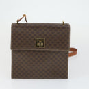 CELINE Macadam Canvas Hand Bag Leather PVC 2 Set Brown Auth bs32353-11