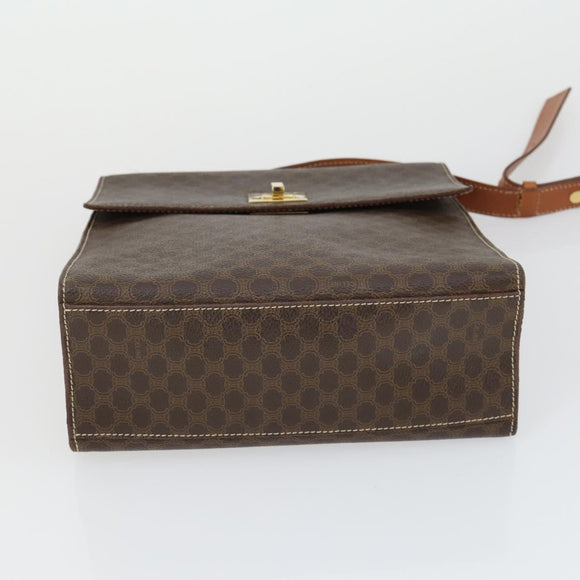 CELINE Macadam Canvas Hand Bag Leather PVC 2 Set Brown Auth bs32353
