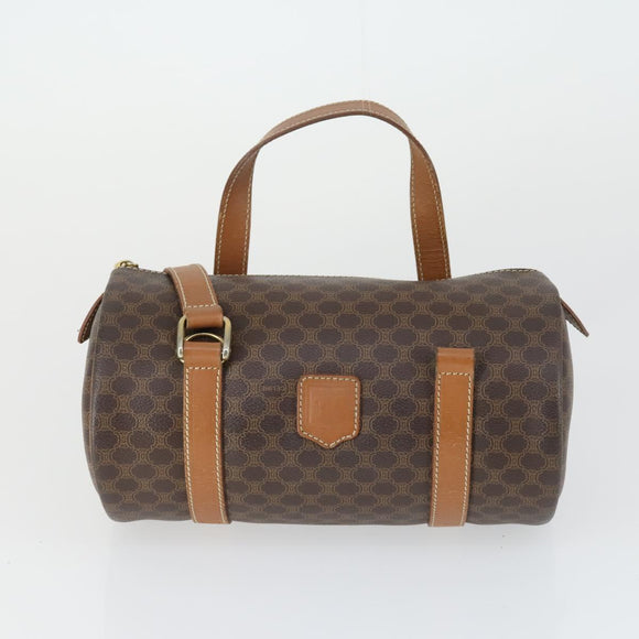 CELINE Macadam Canvas Hand Bag Leather PVC 2 Set Brown Auth bs32353