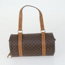CELINE Macadam Canvas Hand Bag Leather PVC 2 Set Brown Auth bs32353-3