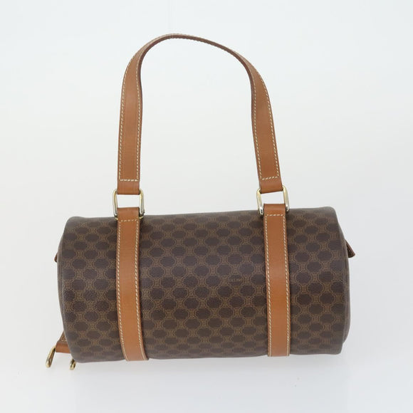 CELINE Macadam Canvas Hand Bag Leather PVC 2 Set Brown Auth bs32353