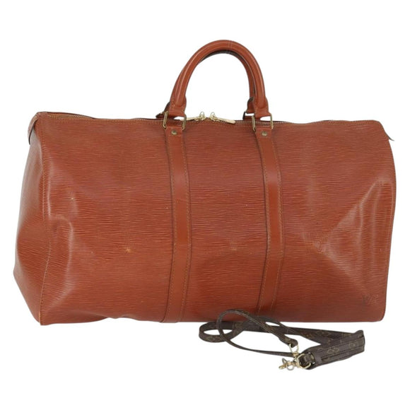 LOUIS VUITTON Epi Monogram Shoulder Strap Boston Bag 2 Set Brown LV Auth bs32354