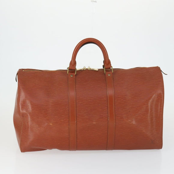 LOUIS VUITTON Epi Monogram Shoulder Strap Boston Bag 2 Set Brown LV Auth bs32354