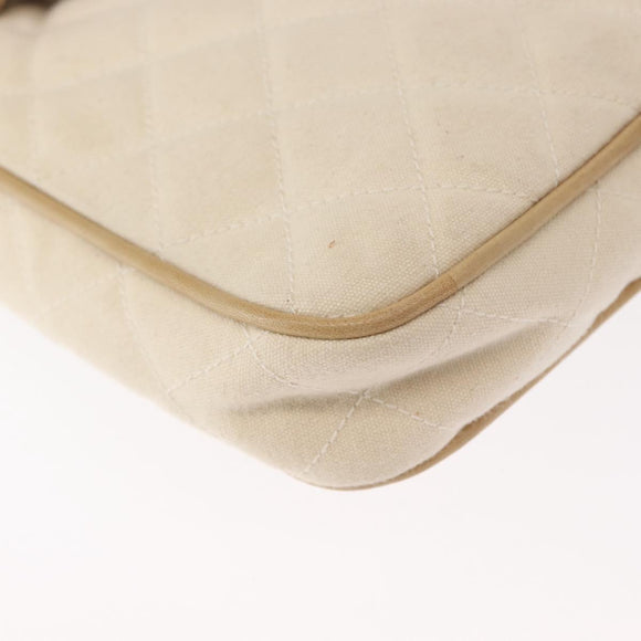 CHANEL Matelassé Bauchtasche Canvas Beige Gold CC Auth bs32356