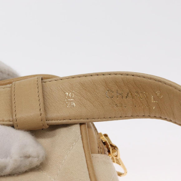 CHANEL Matelassé Bauchtasche Canvas Beige Gold CC Auth bs32356