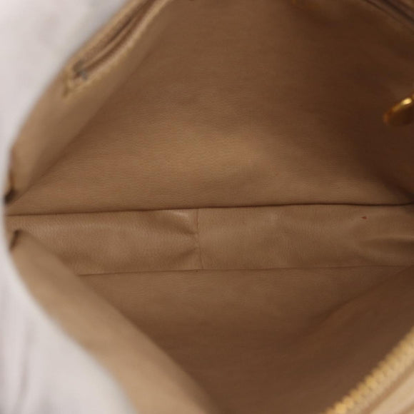 CHANEL Matelassé Bauchtasche Canvas Beige Gold CC Auth bs32356