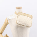 CHANEL Matelassé Bauchtasche Canvas Beige Gold CC Auth bs32356-23