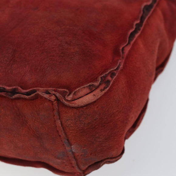 CHANEL Hand Bag Suede Red CC Auth bs32360