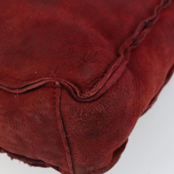 CHANEL Hand Bag Suede Red CC Auth bs32360