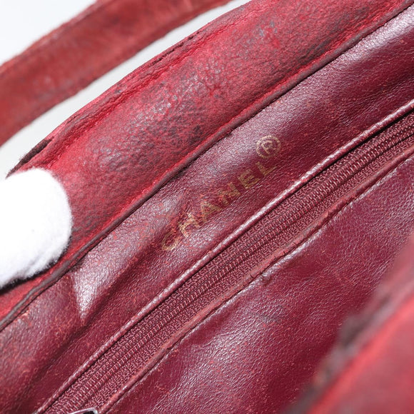 CHANEL Hand Bag Suede Red CC Auth bs32360