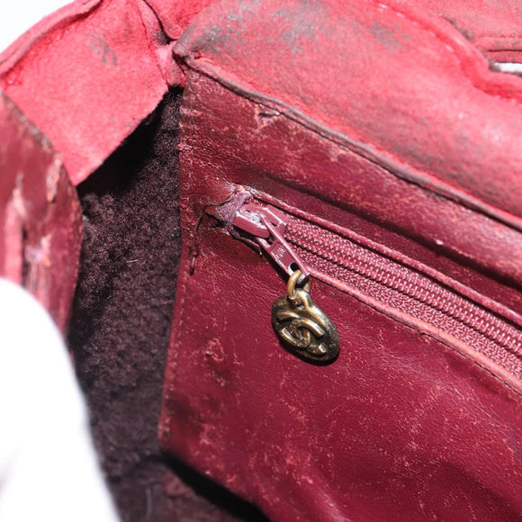 CHANEL Hand Bag Suede Red CC Auth bs32360
