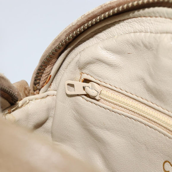 CHANEL Schultertasche Kette Lammleder Beige Gold CC Auth bs32361