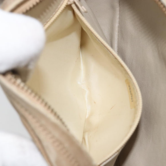 CHANEL Schultertasche Kette Lammleder Beige Gold CC Auth bs32361