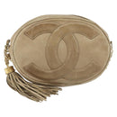 CHANEL Schultertasche Kette Lammleder Beige Gold CC Auth bs32361-13