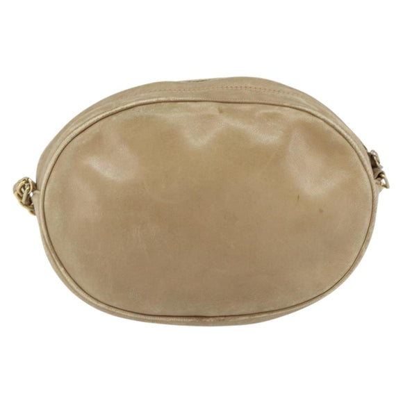 CHANEL Schultertasche Kette Lammleder Beige Gold CC Auth bs32361