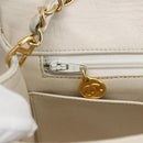 CHANEL Chain Matelasse Shoulder Bag Lamb Skin White Gold CC Auth bs32363-15