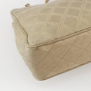 CHANEL Chain Matelasse Tote Bag Lamb Skin Beige Gold CC Auth bs32364-14