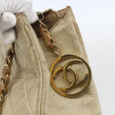 CHANEL Chain Matelasse Tote Bag Lamb Skin Beige Gold CC Auth bs32364-17