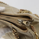 CHANEL Chain Matelasse Tote Bag Lamb Skin Beige Gold CC Auth bs32364-10