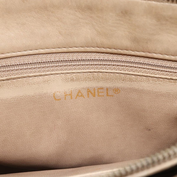 CHANEL Chain Matelasse Tote Bag Lamb Skin Beige Gold CC Auth bs32364