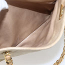 CHANEL Chain Matelasse Tote Bag Lamb Skin Beige Gold CC Auth bs32364-24