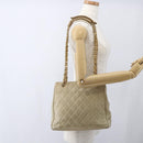 CHANEL Chain Matelasse Tote Bag Lamb Skin Beige Gold CC Auth bs32364-26