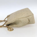 CHANEL Chain Matelasse Tote Bag Lamb Skin Beige Gold CC Auth bs32364-3