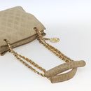 CHANEL Chain Matelasse Tote Bag Lamb Skin Beige Gold CC Auth bs32364-7