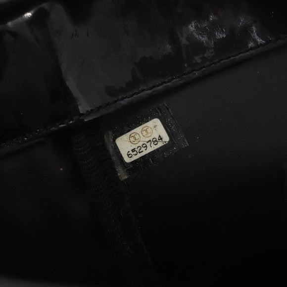 CHANEL Chain Tote Bag Patent leather Black Silver CC Auth bs32366