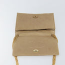 CHANEL Matelasse Chain Shoulder Bag Lamb Skin Beige Gold CC Auth bs32367-18