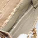 CHANEL Matelasse Chain Shoulder Bag Lamb Skin Beige Gold CC Auth bs32367-10