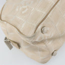 CHANEL New Travel Line Hand Bag Nylon Beige Silver CC Auth bs32370-14
