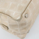 CHANEL New Travel Line Hand Bag Nylon Beige Silver CC Auth bs32370-16