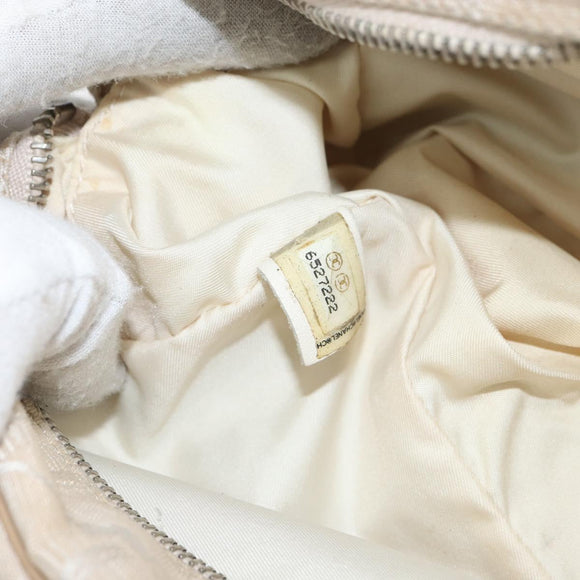 CHANEL New Travel Line Hand Bag Nylon Beige Silver CC Auth bs32370