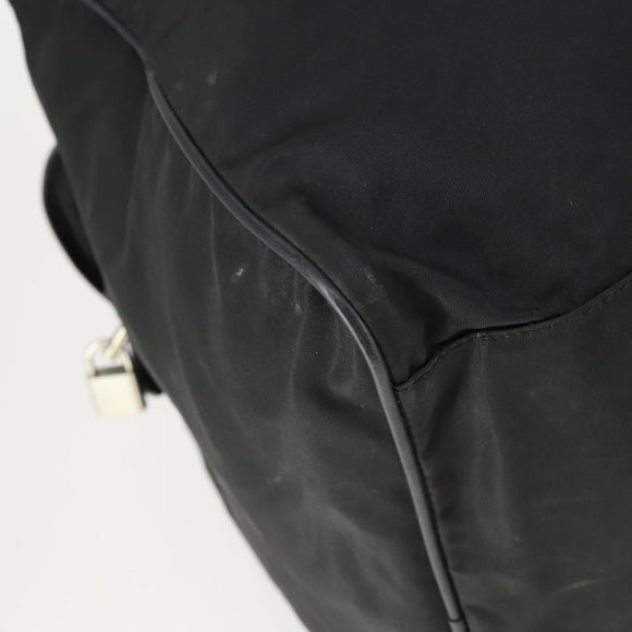 PRADA Boston Bag Nylon Black Silver Auth bs32377