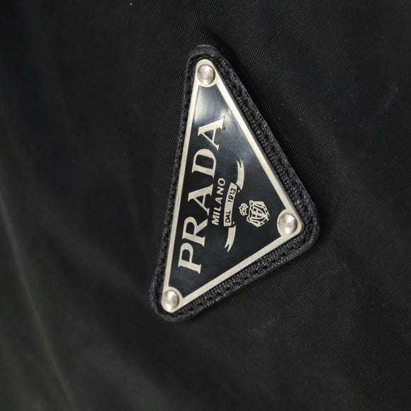 PRADA Boston Bag Nylon Black Silver Auth bs32377