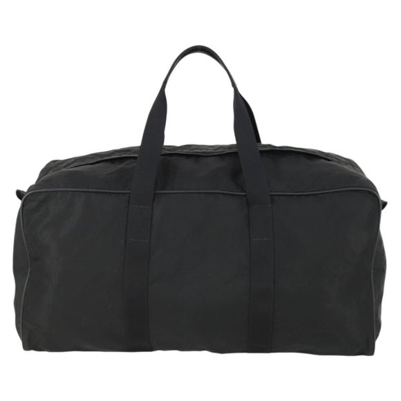 PRADA Boston Bag Nylon Black Silver Auth bs32377