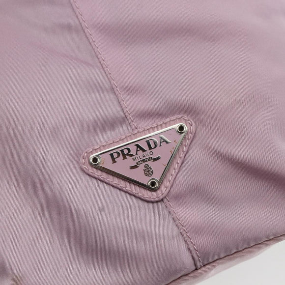 PRADA Tote Bag Nylon Pink Silver Auth bs32378