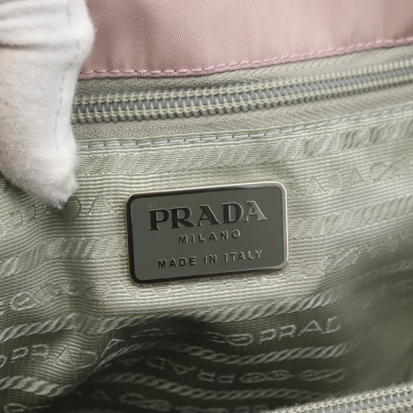 PRADA Tote Bag Nylon Pink Silver Auth bs32378