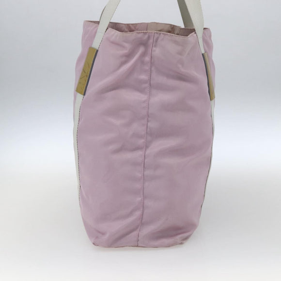 PRADA Tote Bag Nylon Pink Silver Auth bs32378