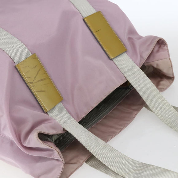PRADA Tote Bag Nylon Pink Silver Auth bs32378