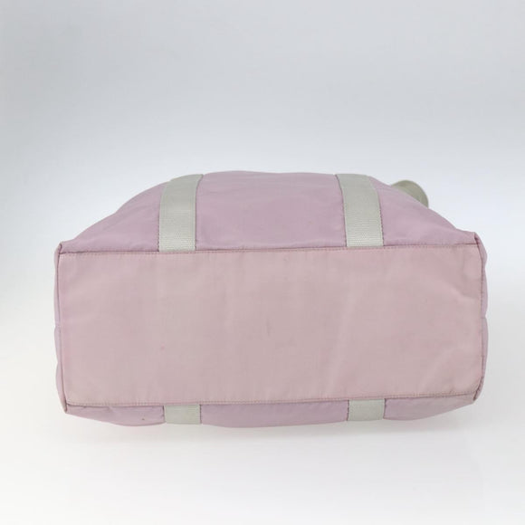 PRADA Tote Bag Nylon Pink Silver Auth bs32378