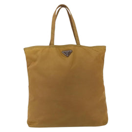 PRADA Tote Bag Nylon Beige Silver Auth bs32379 - 0