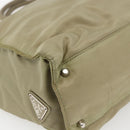 PRADA Hand Bag Nylon Khaki Silver Auth bs32380-11
